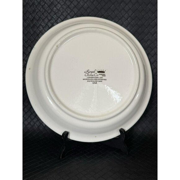 Old Homestead in Winter Pie Plate Royal China Green 10 Currier & Ives Blue Set 2 - Picture 3 of 10